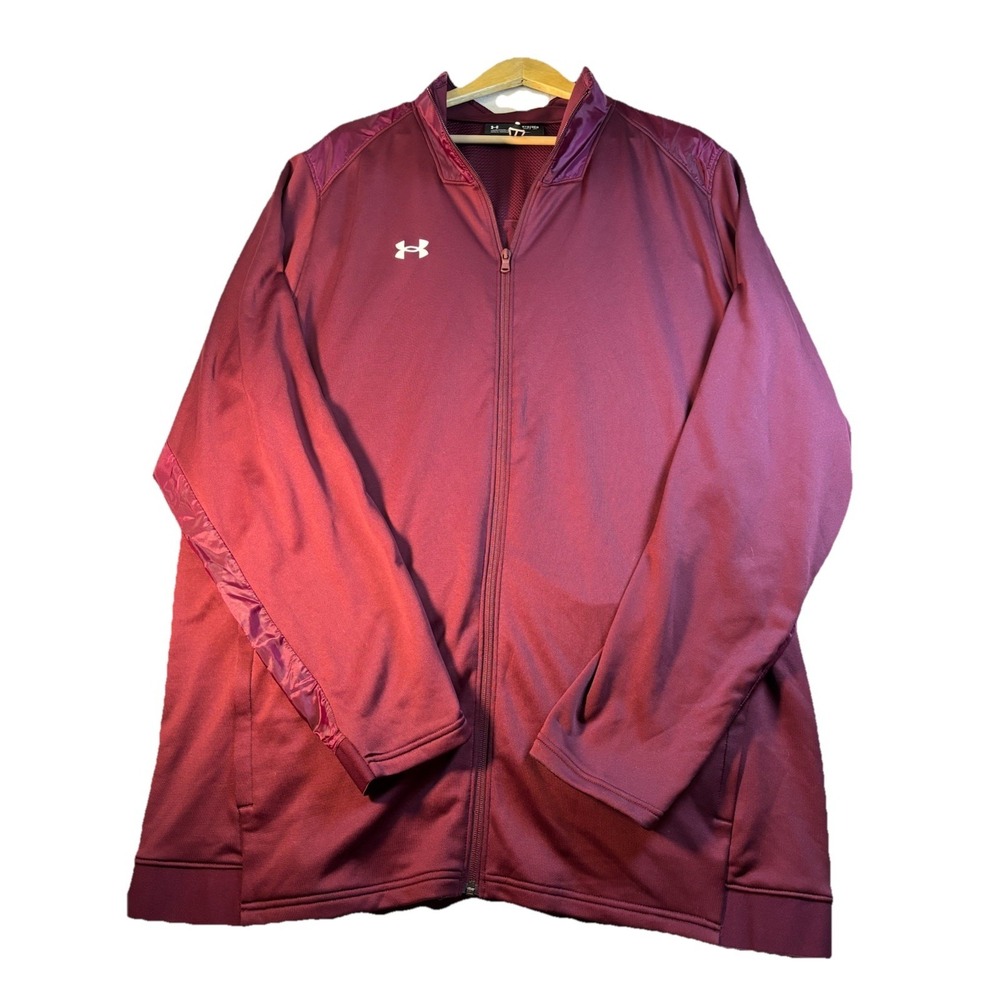 Under Armour Men's 3XL UA Command Warm-Up Full-Zip Jacket Maroon Pockets